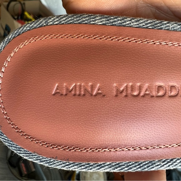 *SOLD* NEW Amina Muaddi Lily Crystal Embellished Slide Sandal (DENIM) SIZE US 9 - Picture 5 of 7